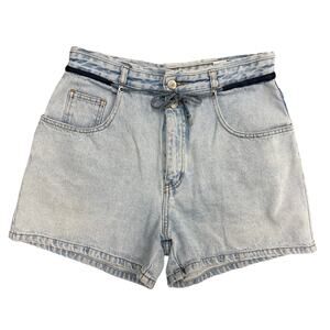 90s Unity Light Wash Denim High Waisted Drawstring Shorts